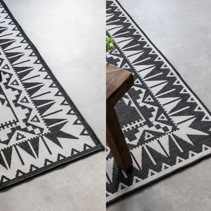 Buitenvloerkleden - Elle Decoration Gemini omkeerbaar binnen- en buitenkleed Dynamic Zwart - Vloerkledenloods