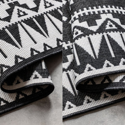 Buitenvloerkleden - Elle Decoration Gemini omkeerbaar binnen- en buitenkleed Dynamic Zwart - Vloerkledenloods