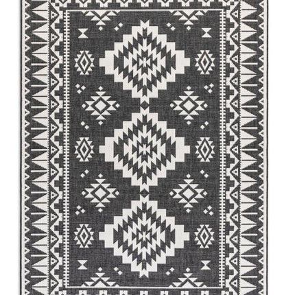 Buitenvloerkleden - Elle Decoration Gemini omkeerbaar binnen- en buitenkleed Dynamic Zwart - Vloerkledenloods