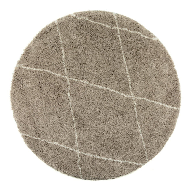 Berber Rond vloerkleed hoogpolig Grijs/Beige/Zand/Cream - scandinavisch - nea