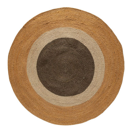 Jute Vloerkleed Dart Rond Geel/naturel/groen - Eva Interior