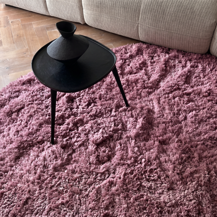 Rond hoogpolig vloerkleed Pilo Darkpink Polyester Interieur05