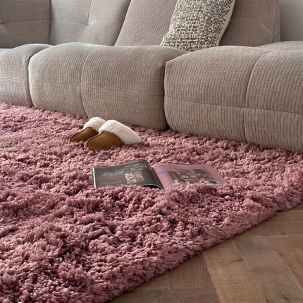 Hoogpolig vloerkleed Pilo Darkpink Polyester Interieur05