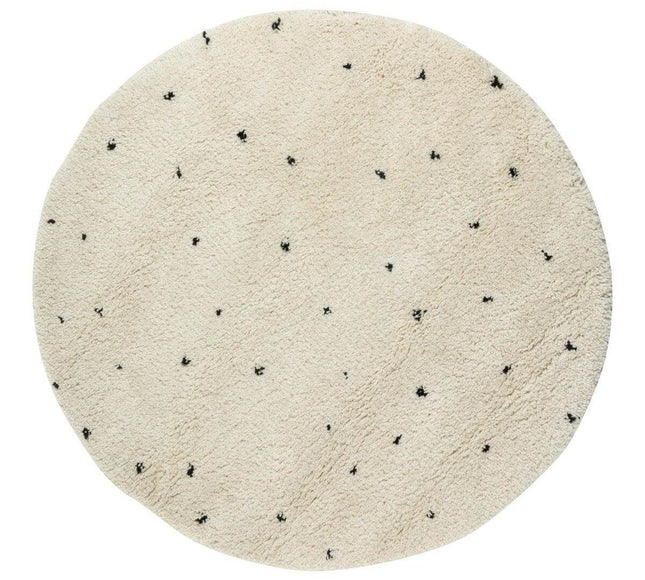 Rond Kindervloerkleed hoogpolig Cream/Zwart - Dots - Vloerkledenloods