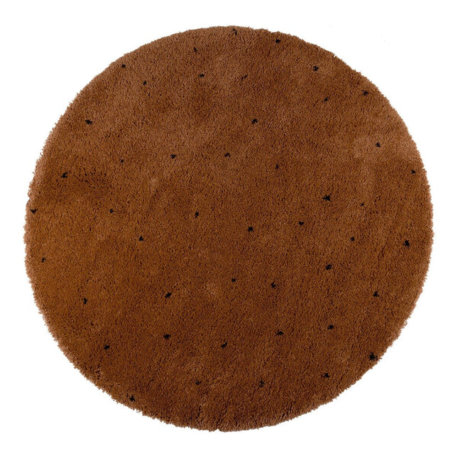 Rond Vloerkleed Kinderkamer stip - Bruin/Cognac/Zwart - Dots