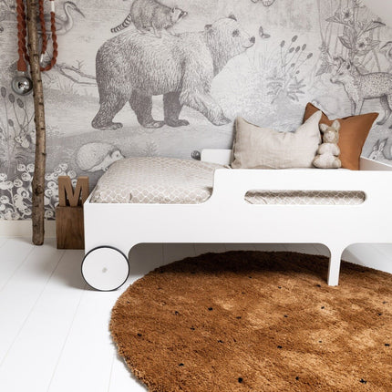 Rond Vloerkleed Kinderkamer stip - Bruin/Cognac/Zwart - Dots