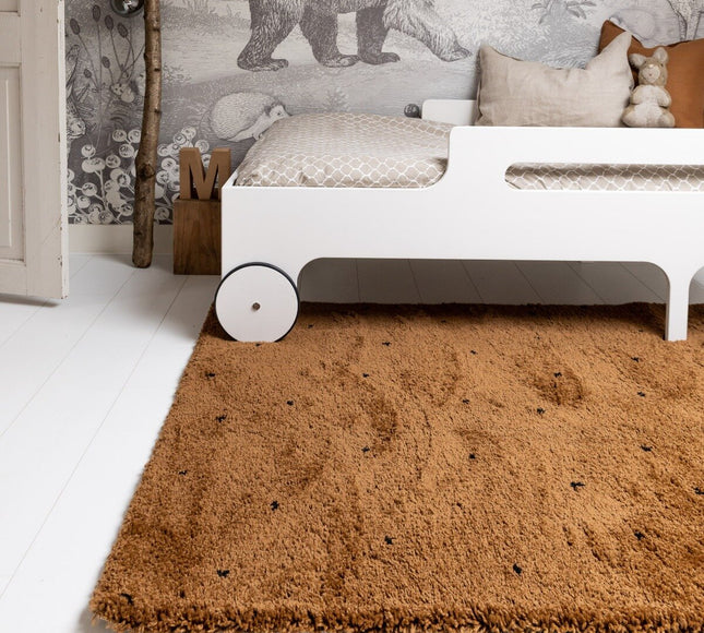 Vloerkleed Kinderkamer stip - Bruin/Cognac/Zwart - Dots
