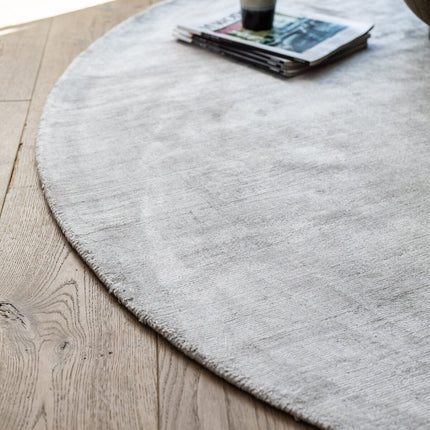 Rond Vloerkleed Felva Viscose Silk Silver