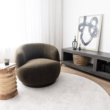 Rond Vloerkleed Felva Viscose Silk Silver