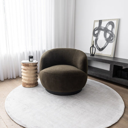 Rond Vloerkleed Felva Viscose Silk Silver