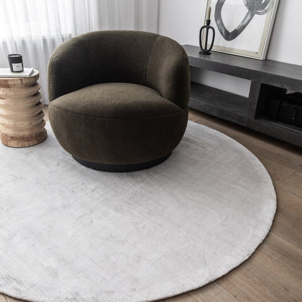 Rond Vloerkleed Felva Viscose Silk Silver
