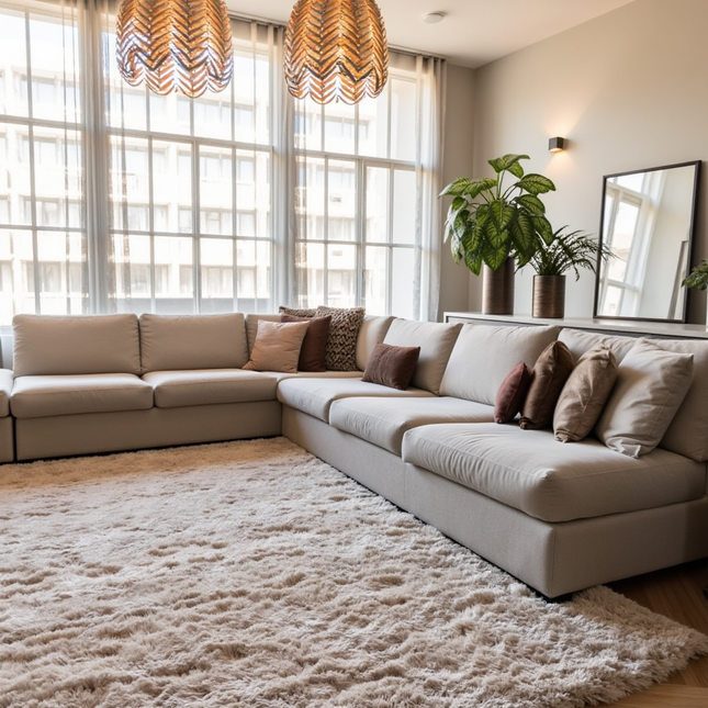 Hoogpolig vloerkleed Fender beige