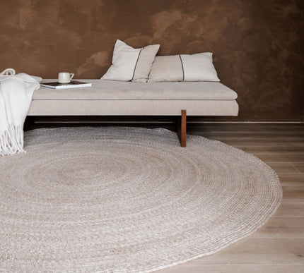 Rond wollen vloerkleed Gapo beige