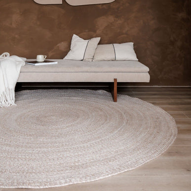 Rond wollen vloerkleed Gapo beige