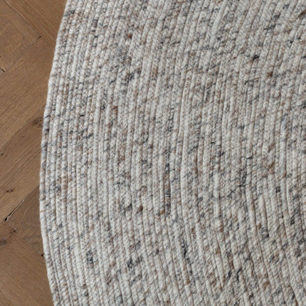 Rond wollen vloerkleed Gapo beige/wit gemeleerd