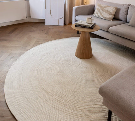 Rond wollen vloerkleed Gapo wit