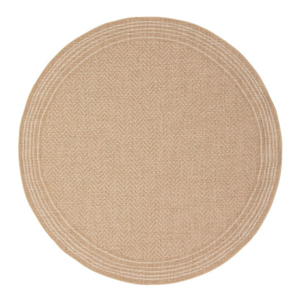 Rond Jute buitenkleed Naturel Visgraat Border