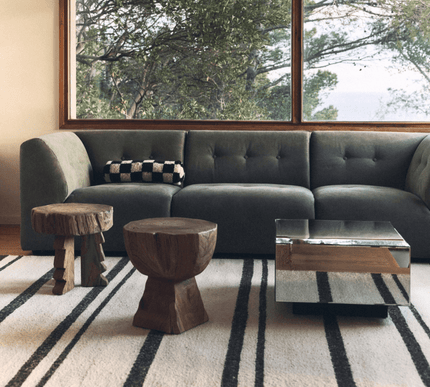 HKliving gestreept wollen Kelim cream 200x300cm - Vloerkledenloods