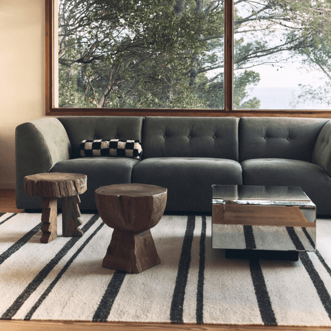 HKliving gestreept wollen Kelim cream 200x300cm - Vloerkledenloods