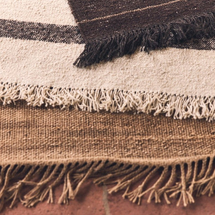 HKliving gestreept wollen Kelim cream 200x300cm - Vloerkledenloods