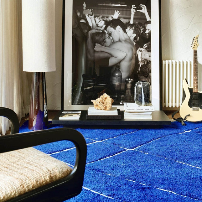 HKliving handgeknoopt wollen vloerkleed cobalt 200x300cm - Vloerkledenloods