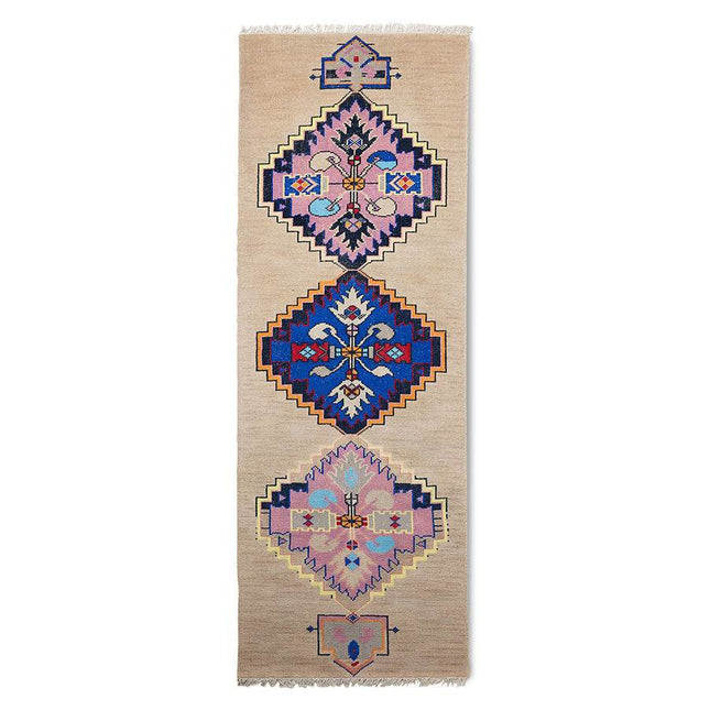 HKliving handgeknoopte wollen loper oriental 90x265cm - Vloerkledenloods