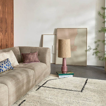 HKliving handgewoven vloerkleed cream/charcoal 200x300cm - Vloerkledenloods