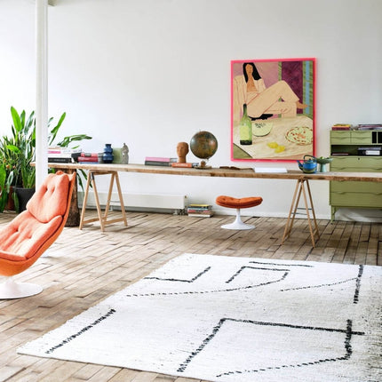 HKliving handgewoven vloerkleed cream/charcoal 200x300cm - Vloerkledenloods