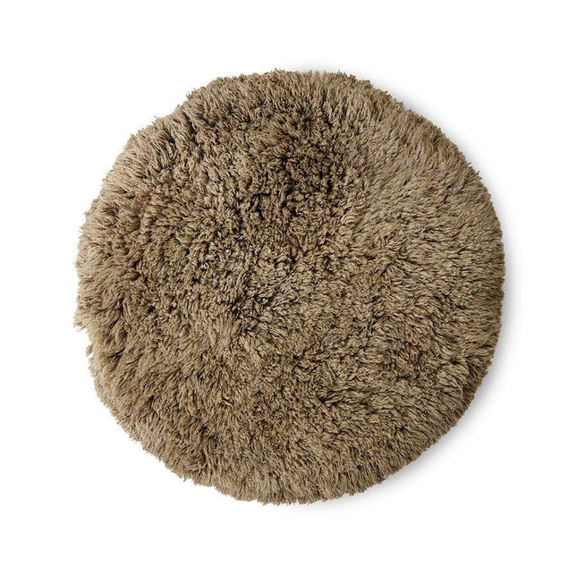 HKliving hoogpolig rond vloerkleed sage 150cm - Vloerkledenloods