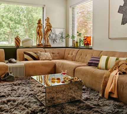 HKliving hoogpolig vloerkleed espresso 200x300cm - Vloerkledenloods