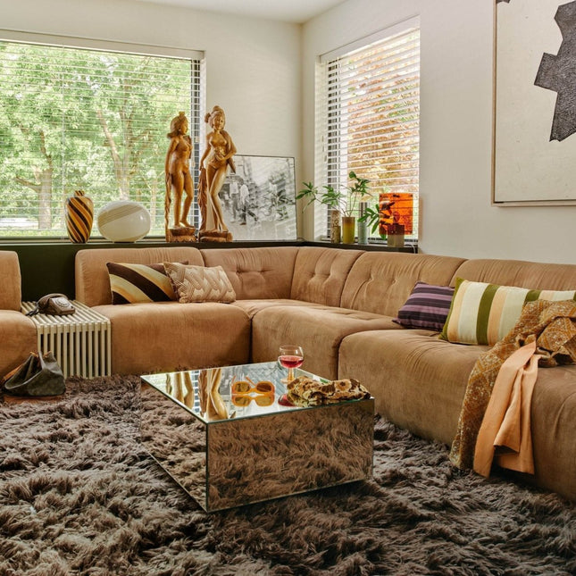 HKliving hoogpolig vloerkleed espresso 200x300cm - Vloerkledenloods