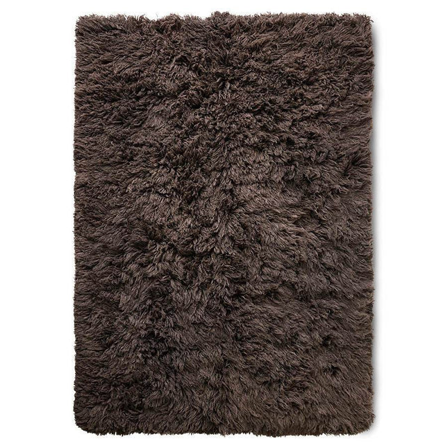 HKliving hoogpolig vloerkleed espresso 200x300cm - Vloerkledenloods