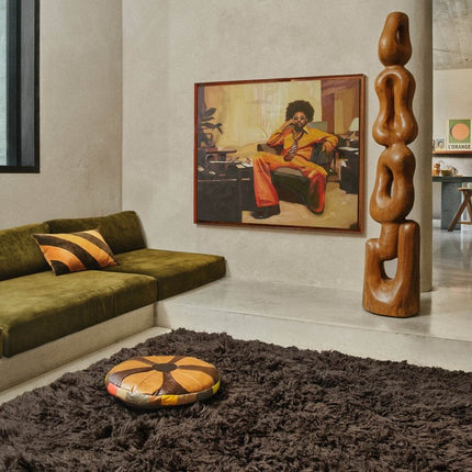 HKliving hoogpolig vloerkleed espresso 200x300cm - Vloerkledenloods