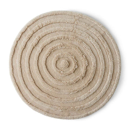 HKliving rond wollen vloerkleed creme 150cm - Vloerkledenloods