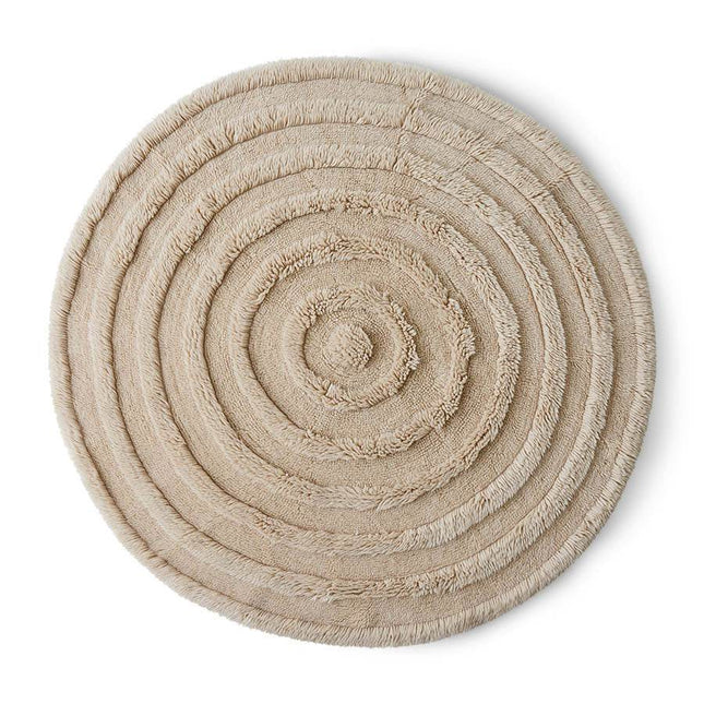 HKliving rond wollen vloerkleed creme 150cm - Vloerkledenloods