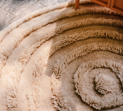 HKliving rond wollen vloerkleed creme 150cm - Vloerkledenloods