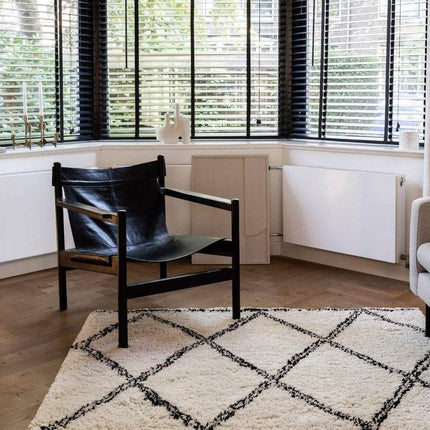 Hoogpolig berber vloerkleed Wit/Zwart Norway - Vloerkledenloods
