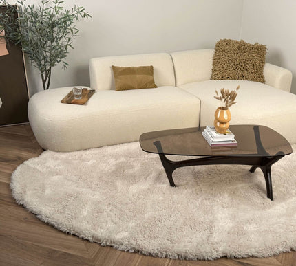 Hoogpolig Organisch vloerkleed Furr Stone beige - Interieur05 - Vloerkledenloods