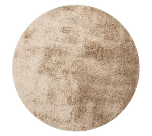 Rond hoogpolig vloerkleed Odelia bruin/taupe - Interieur05