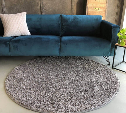 Hoogpolig Rond Vloerkleed Licht Grijs - Shaggy Collection - Vloerkledenloods