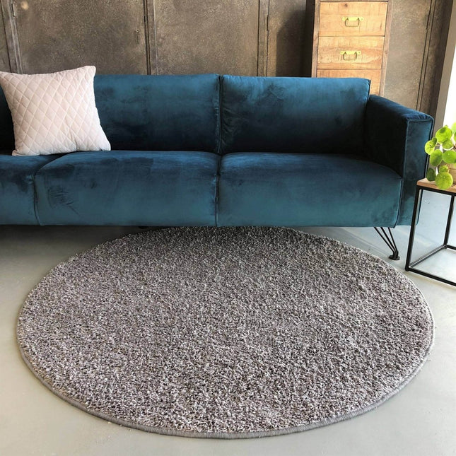 Hoogpolig Rond Vloerkleed Licht Grijs - Shaggy Collection - Vloerkledenloods