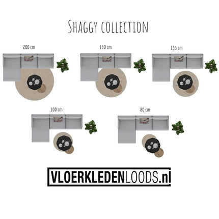 Hoogpolig Rond Vloerkleed Licht Grijs - Shaggy Collection - Vloerkledenloods