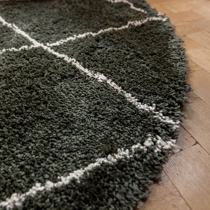 Hoogpolig Vloerkleed Berber Kris Kros Groen/wit - Vloerkledenloods