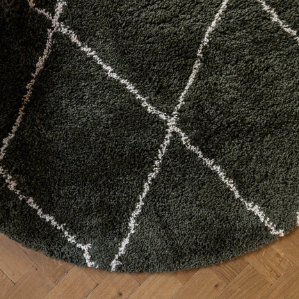 Hoogpolig Vloerkleed Berber Kris Kros Groen/wit - Vloerkledenloods