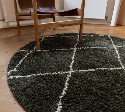 Hoogpolig Vloerkleed Berber Kris Kros Groen/wit - Vloerkledenloods