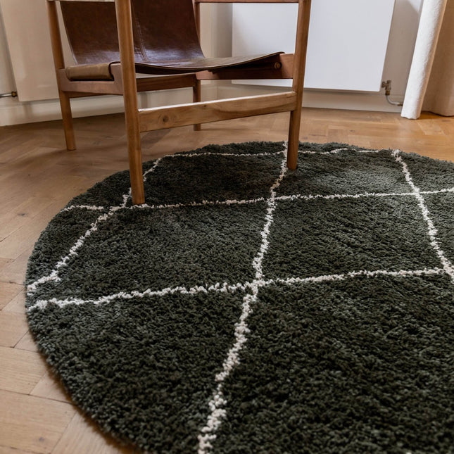 Hoogpolig Vloerkleed Berber Kris Kros Groen/wit - Vloerkledenloods