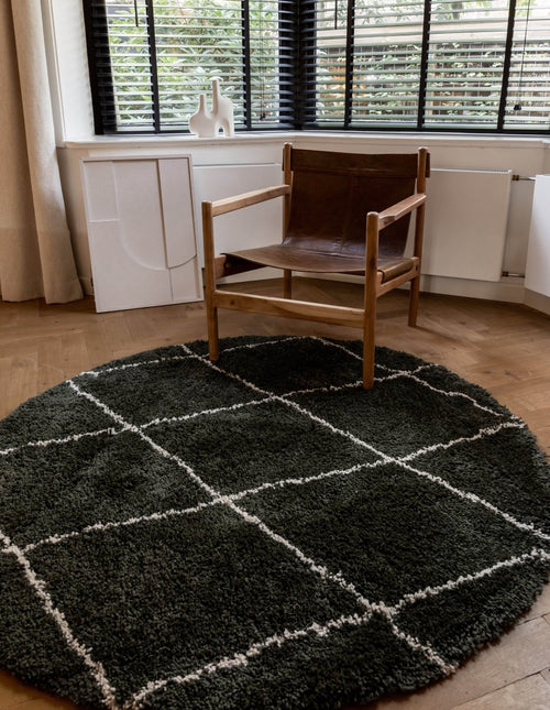 Hoogpolig Vloerkleed Berber Kris Kros Groen/wit - Vloerkledenloods