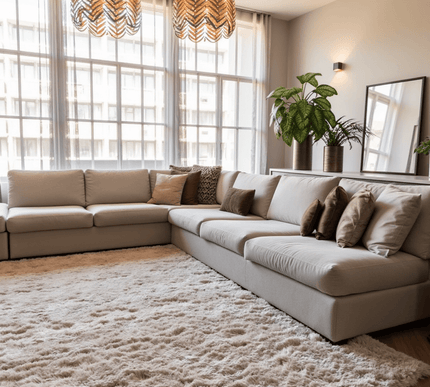 Hoogpolig vloerkleed Fender beige - Vloerkledenloods