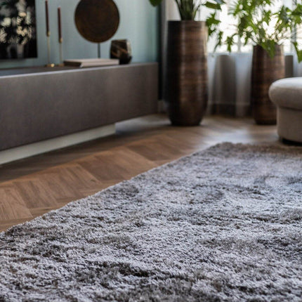 Hoogpolig vloerkleed Fender grijs/lichtgrijs - Vloerkledenloods