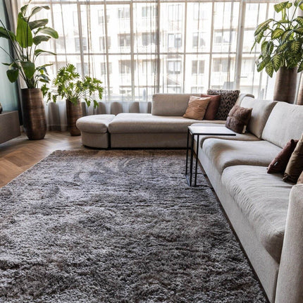 Hoogpolig vloerkleed Fender grijs/lichtgrijs - Vloerkledenloods